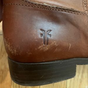 Frye Melissa Button Lug Tall Boot in Cognac (Rarely Worn)